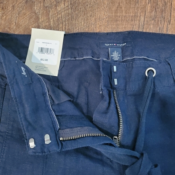 Tommy Hilfiger Avery Pants Navy Blue Linen Preppy Classic Beach Vacation 0 New - Picture 4 of 10